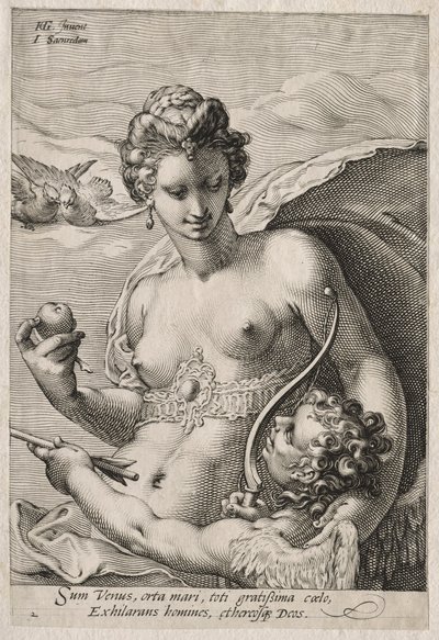 Venus och Amor, ca. 1595. av Jan Saenredam