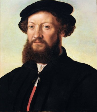 Porträtt av en man - Jan Sanders van Hemessen (c. 1500-c. 1566). Olja på trä, ca 1555. Mått: 47x39 cm. Konsthistoriska museet, Vienne av Jan Sanders van Hemessen