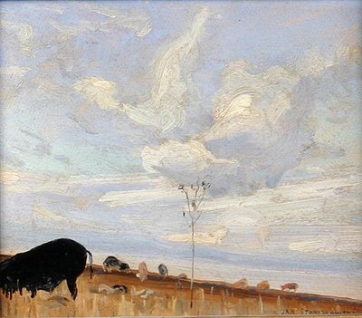 Landskap (olja ombord) av Jan Stanislawski