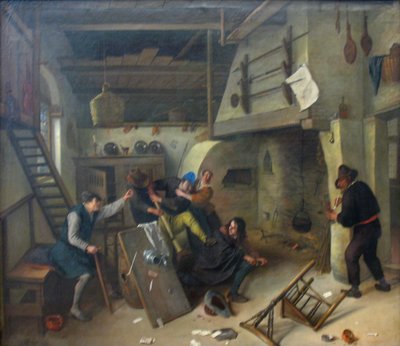 Ett slagsmål mellan kortspelare på en krog av Jan Steen