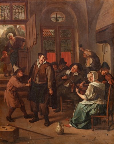 Holländska: Trevligt sällskap i en interiör En krogscen av Jan Steen