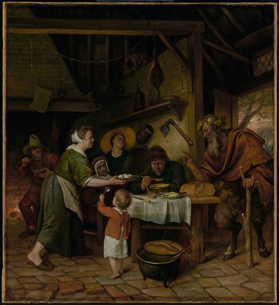 Satyr och bondfamiljen av Jan Steen