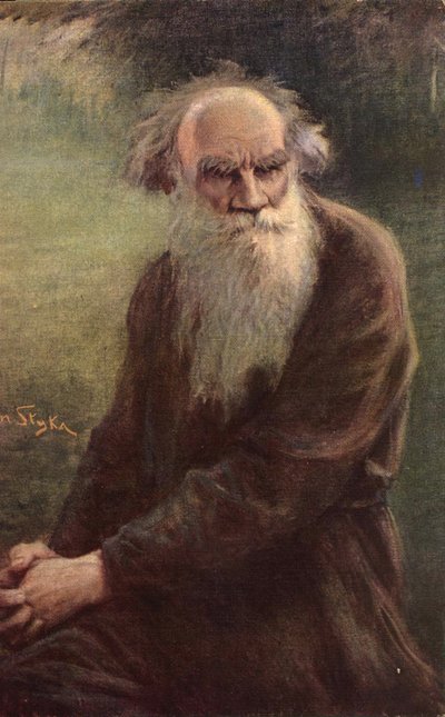 Porträtt av författaren Leo N. Tolstoy 1828-1910, 1910 av Jan Styka