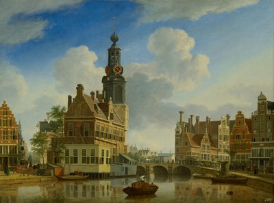 Munttornet sett från Singel, 1751 av Jan Ten Compe
