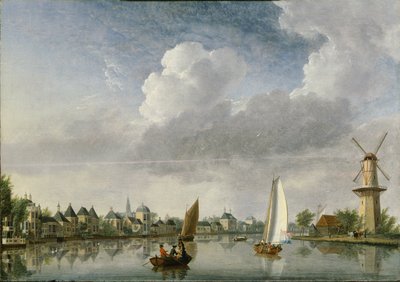 Spaarnefloden vid Haarlem, 1750. av Jan Ten Compe