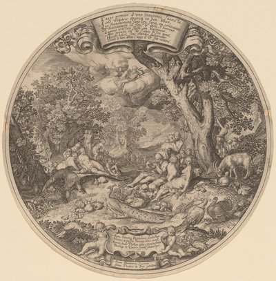 Den gyllene åldern av Jan Theodor de Bry after Abraham Bloemaert after Nicolaes