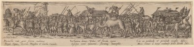 Armétåg och död av Jan Theodor de Bry after Erhard Schön