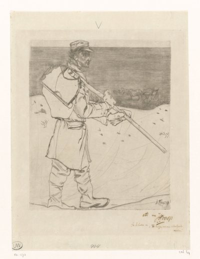 Skalfiskare med nät på stranden vid Katwijk aan Zee Skalfiskaren (originaltitel) av Jan Toorop (signed by artist)