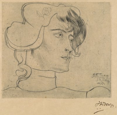 Head of a Woman (Marguérite Adolphine Helfrich) av Jan Toorop