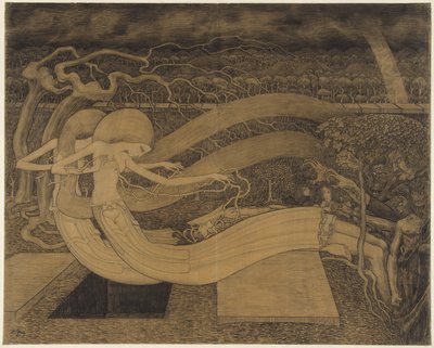 O Grave, var är din seger? Två kvinnor bredvid en man och en öppen grav O grav, var är din seger av Jan Toorop