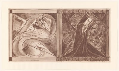 Omslag till Twists med en nunna med blommor och två spöken, en med en mask i handen av Jan Toorop