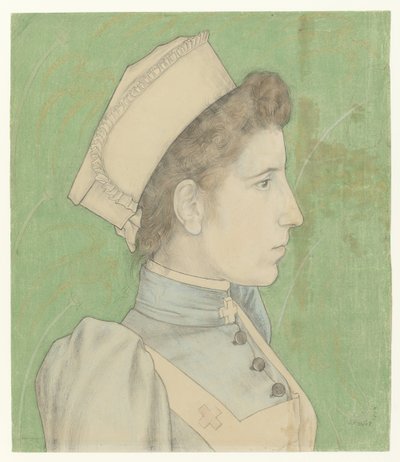 Porträtt av sjuksköterskan Nelly Porträtt av Nelly Goudkade av Jan Toorop