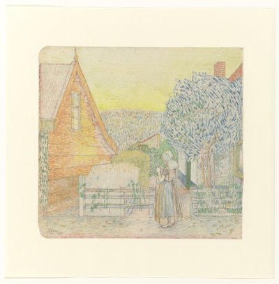 Zeeland flicka, stickning på en innergård av Jan Toorop