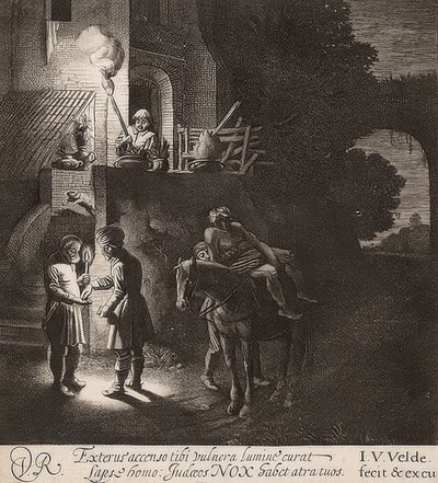 Den gode samariten. (ej daterad) av Jan Van de Velde