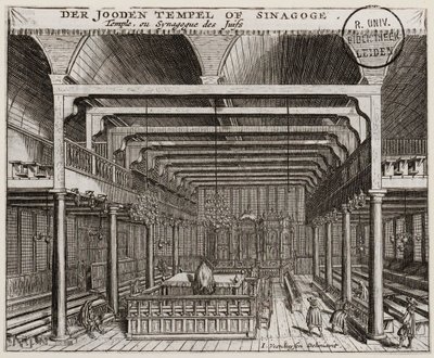 Interiör av den portugisiska synagogan i Amsterdam av Jan Veenhuysen