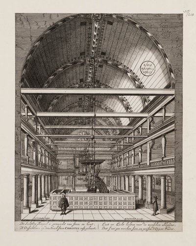 Interiör av den portugisiska synagogan i Amsterdam av Jan Veenhuysen
