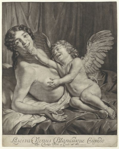 Venus en Amor Lustful Venus och Gentle Cupid (titel på objekt) av Jan Verkolje (I)