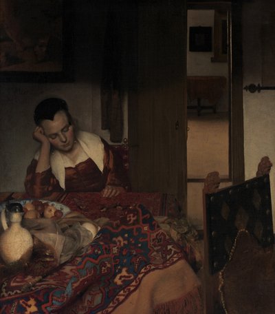 En piga som sover, ca. 1656-57. av Johannes Vermeer
