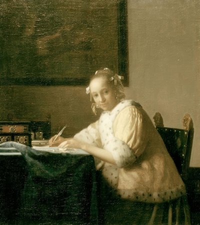 Brevskrivare i gult av Jan Vermeer van Delft