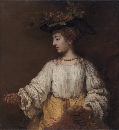 Flora - Målning av Rembrandt van Rijn av Johannes Vermeer
