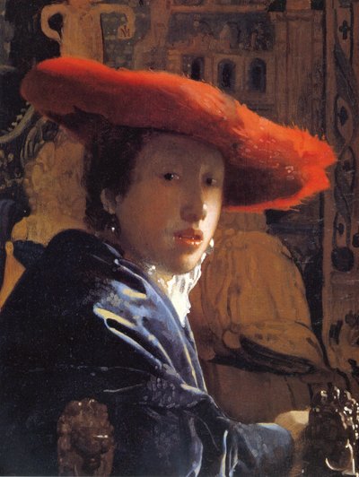 Flicka med röd hatt, ca 1665 av Jan Vermeer van Delft