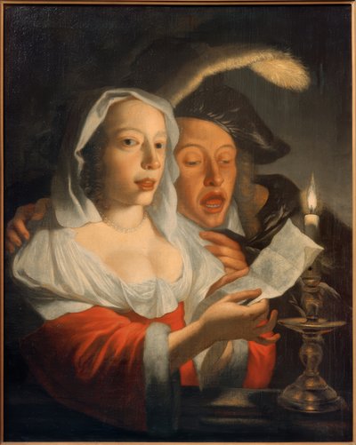 Sjungande par vid levande ljus av Jan Vermeer van Utrecht