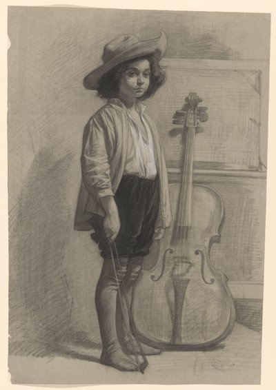 Pojke som står vid en cello av Jan Veth