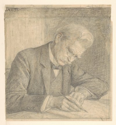 Porträtt av J. van der Vegt, skrift av Jan Veth