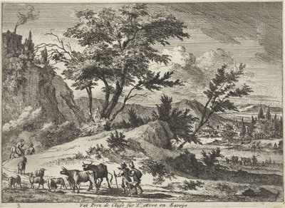 Utsikt över en väg nära Cluses på Arve, Savoie Vue Prez de Cluse sur L´Arve en Savoije (titel på objekt) Faces in Savoie (serietitel) av Jan Vincentsz. van der Vinne