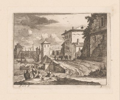 Kajer i en italiensk hamn av Jan Vincentsz. van der Vinne