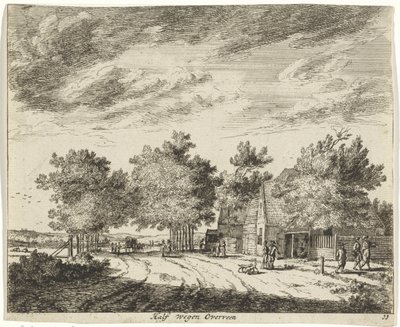 Landskap halvvägs övervevt Väger halvvägs Overveen (titel på objekt) Landskap i Haarlem-området (serietitel) Gesigten utanför Haarlem, Gjort av. J.V.V. (serietitel på objekt) av Jan Vincentsz. van der Vinne