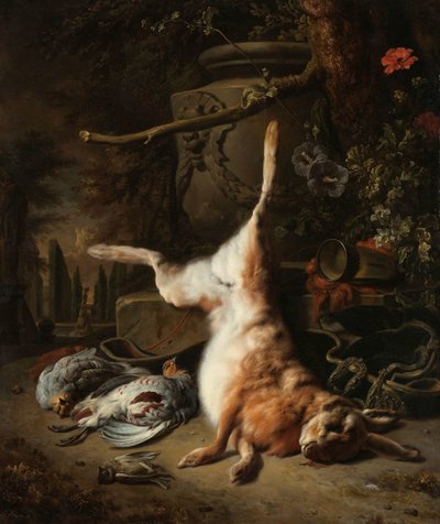 Stilleben med en hare och annat spel Stilleben med hare och andra jakttroféer av Jan Baptist Weenix