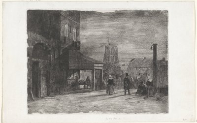 Utsikt över Sankt Martins kyrka i Woudrichem av Jan Weissenbruch