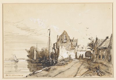 Stad vid en flod av Jan Weissenbruch