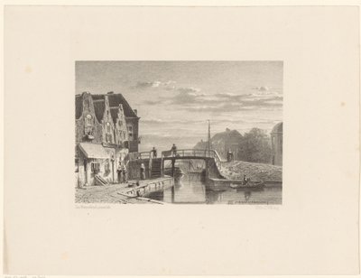 Stadsbild med kanal av Jan Weissenbruch