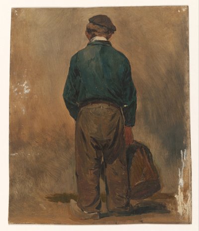 Fiskare med en korg, sedd bakifrån av Jan Weissenbruch