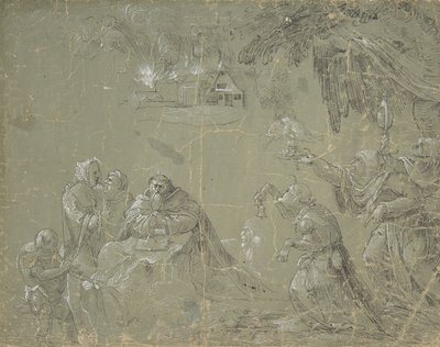Temptation of St. Anthony recto, Fantastic Landscape verso, ca. 1520. av Jan Wellens de Cock.