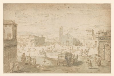 Februari månad: Fastelavnsscen på ett italienskt torg av Jan Wildens