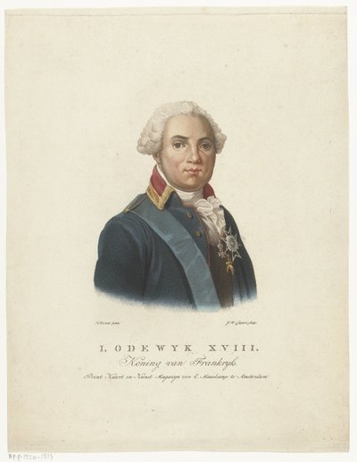 Porträtt av Ludvig XVIII, kung av Frankrike av Jan Willem Caspari