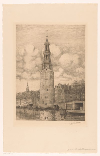 Montelbaanstoren (titel på objekt) av Jan Willem Lindeman (signed by artist)