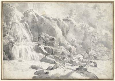 Utsikt över kaskaden i Tivoli med en ritare av Jan Worst (attributed to)