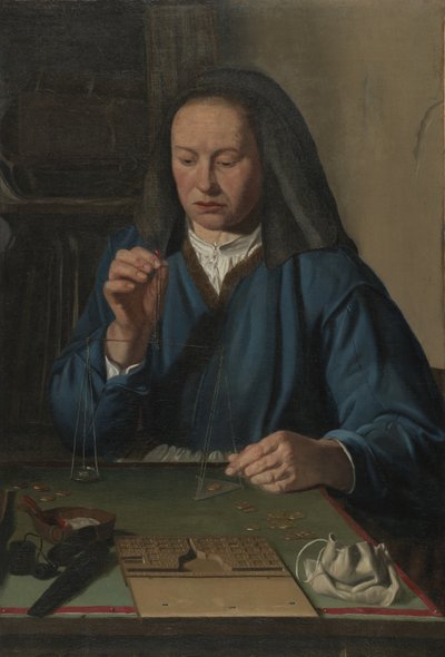 Kvinna som väger guld, c.1630 av Jan Woutersz.