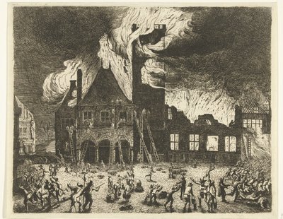 Branden i det gamla stadshuset i Amsterdam, 1652 Skildring av den gamla Stadthuys som brann till Amsterdam den 7 juli 1652 av Jan de Baen