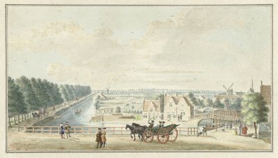 Utsikt över Wal vid Catharijnepoort i Utrecht av Jan de Beijer