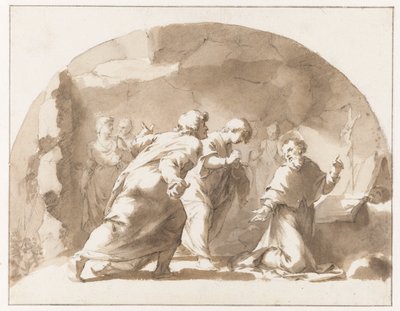 Sankt Gregorius (?) i en grotta av Jan de Bisschop