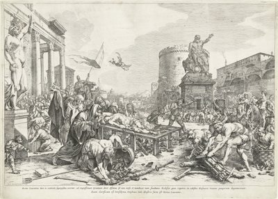 Martelaarschap van heilige Lawrence Blessed Lawrence medan (...) är Rome Lawrence (titel på objekt) av Jan de Bisschop