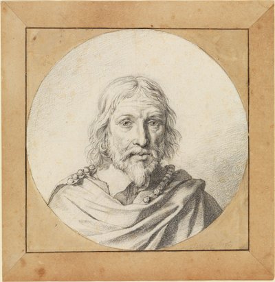 Bröstbild av en gammal man framifrån (i rundel) av Jan de Bray
