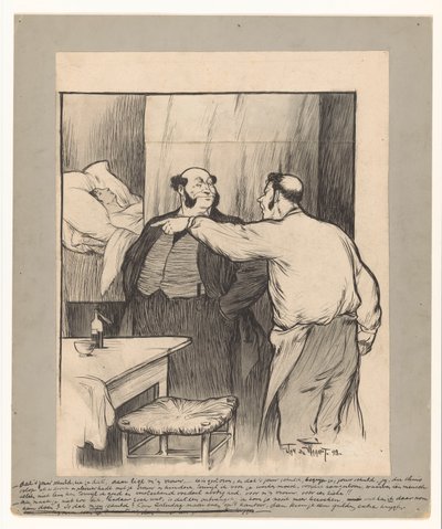 Ägare av fabrik med avliden fru till en arbetare av Jan de Waardt (signed by artist)