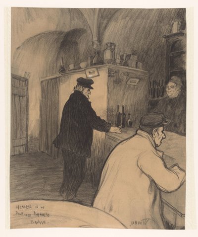Värdshus i Pont-des-Bandets, Brygge (titel på objektet) av Jan de Waardt (signed by artist)