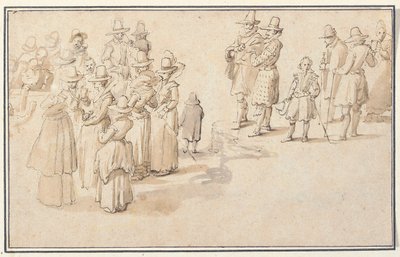 Ett elegant företag som dricker källvatten av Jan the Elder Brueghel